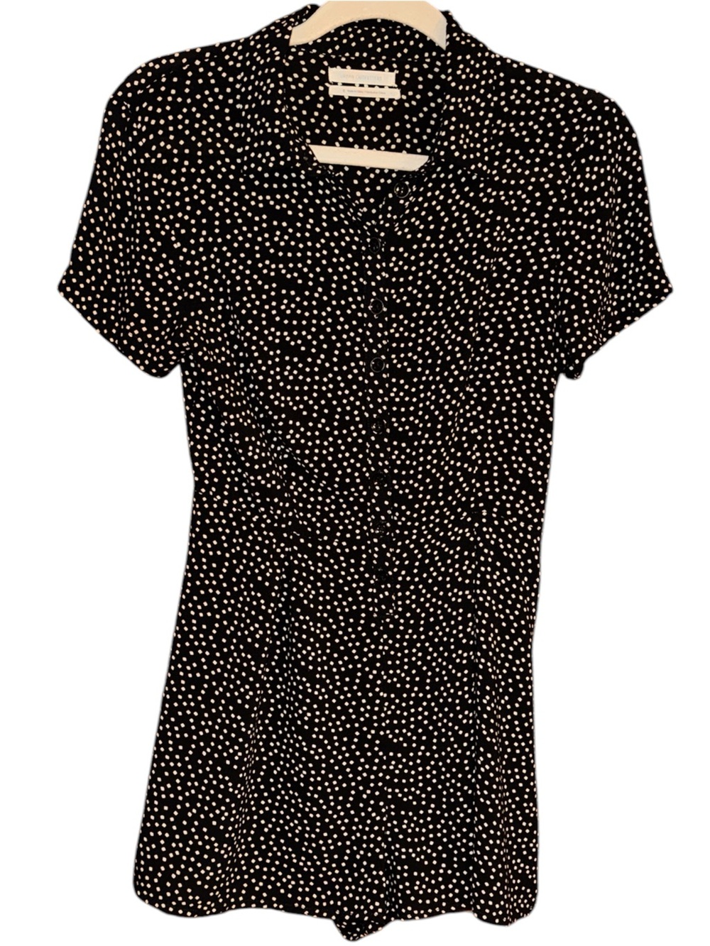 Urban Outfitters Bellini Black and White Polka Dot Button-Front Romper Size 6